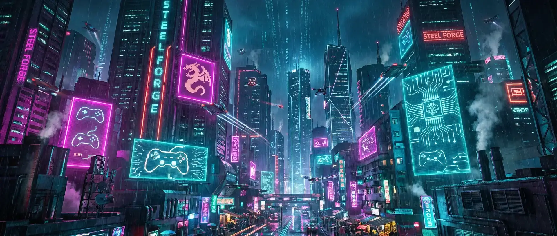 问鼎棋牌 赛博朋克不夜城全景 - 钢铁锻造电竞娱乐矩阵